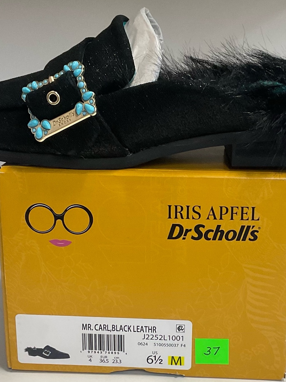 Dr. Scholl's Black Slip-On Mule with Turquoise Accent
